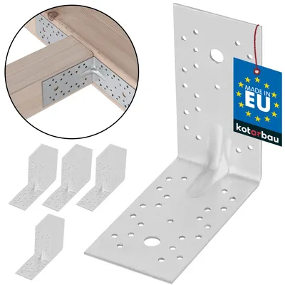 Produktbild von KOTARBAU® 50 Stk. Winkelverbinder 150x150x80mm verzinkter Stahl mit Sicke Metallwinkel 90 Grad Silber Holzverbinder Schwerlastwinkel