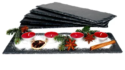 Produktbild von 6x Schieferplatten 11x30cm Untersetzer Deko-Teller Servier-Platte Naturschiefer