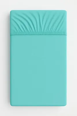 Produktbild von Spannbettlaken für Babybett, Jersey-Baumwollstoff, weicher und strapazierfähiger Staub – 120 x 60 cm – Minze
