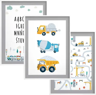 Image de Poster avec cadre pour chambre d'enfant Tableaux muraux pour garçons Voitures