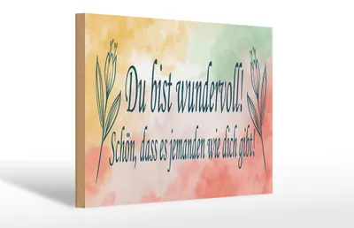 Produktbild von Holzschild du bist wundervoll schön das es, 30x20 cm, Holzschilder Spruch Glück Weisheit