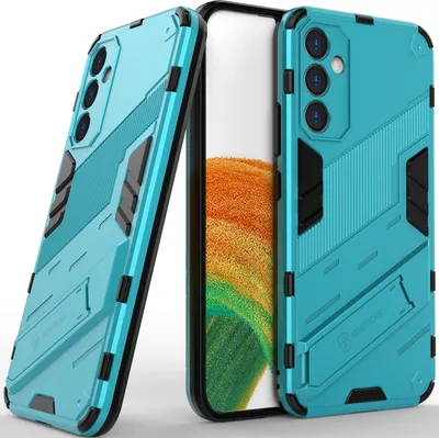 Produktbild von Armor Hülle für Samsung Galaxy A34, Hybrid PC TPU Bumper Stoßfestes Schutzhülle mit Standfunktion Blau