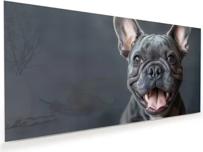 Produktbild von Glasbild 110x55cm in XXL für Wohnzimmer, Schlafzimmer Motiv Lachender Hund