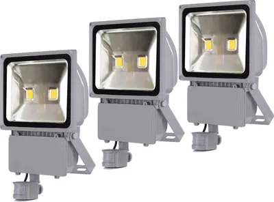 Produktbild von 3pcs 100W LED Fluter Strahler mit PIR Bewegungsmelder,Greenmigo Kaltweiß Wasserdicht IP65 Super Helles Sicherheitsbeleuchtung für Garten,Hof,Lager,Platz,Plakatwand