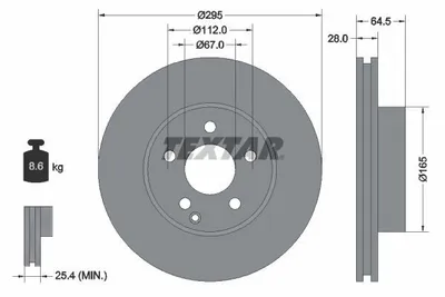 Obrázok produktu pre 2 brzdové kotúče Textar 295 mm vpredu pre Mercedes W204 W212