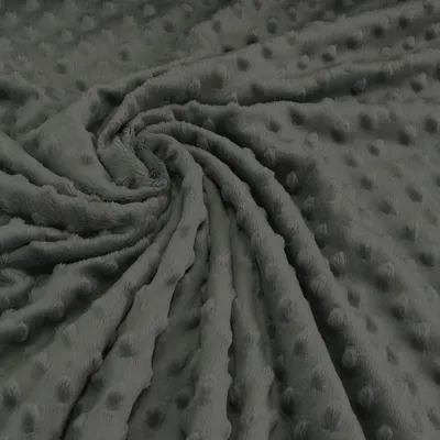 Produktbild von Fleece Minky dots Noppen dunkelgrau Kuschel Stoff Meterware Flausch