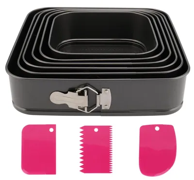 Quadratische Springform-Set 6-tlg., 18–28 cm, antihaftbeschichtet