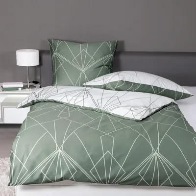 Produktbild von Janine Design Mako-Satin Bettwäsche-Garnitur J.D. 87054 Farbe salbeigrün jade-06 Größe 200X200+2x80x80cm