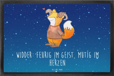 Produktbild von Mr. & Mrs. Panda Schmutzfangmatte Widder Astologie 40 x 60 cm - Sternenhimmel Blau - Geschenk, Bodenvorleger, Schmutzmatte, Sternzeichen, Geburtstagsgeschenk, Fussmatte