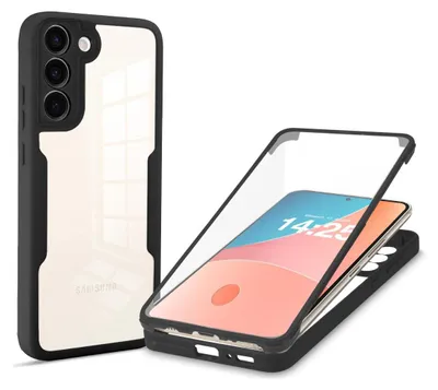 Produktbild von 360 Grad Rundum Schutz Handyhülle für Samsung Galaxy S23 Full Cover Vollschutz Case Farbe: Schwarz