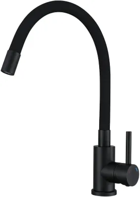 Produktbild von VBChome Küchenarmatur mit flexibler Schwarz Silikonbrause – Flexibler Wasserhahn mit Einhebelmischer für Spüle – Armatur Mattschwarzes Detail