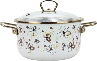 Obrázek produktu pro BELIS Smaltovaný hrnec se skl. poklicí PREMIUM krémový 24 cm/5,5l