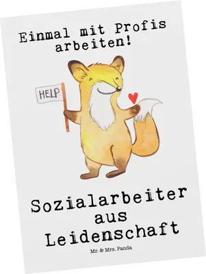 Produktbild von Mr. & Mrs. Panda Postkarte Sozialarbeiter Leidenschaft - Weiß - Geschenk, bildkarte, Postkarten, Ansichtskarte, Fotokarte, Grußkarte