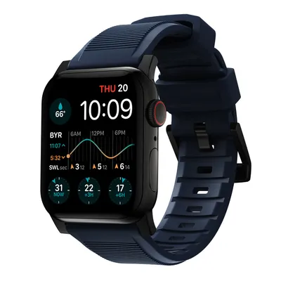 Obrázok produktu pre Nomad NM01295785, Skupina, Smartwatch, Modrá, Apple, Apple Watch 49mm, 46mm, 45mm, 44mm, and 42mm (Ultra 1-3, Series 1-11, and SE), Guma, Nerezová oceľ