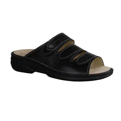 Produktbild von Finn Comfort Kos, Damenschuhe, bequeme Pantolette, Schwarz, Leder - Damenschuhe Pantolette /  Zehentrenner, Schwarz, leder (arabesque/nubuk)