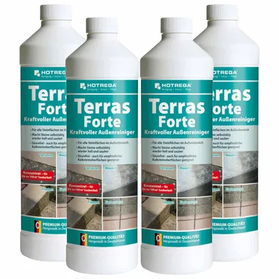 Produktbild von HOTREGA Terras Forte kraftvoller Außenreiniger Konzentrat 1 l - Kraftreiniger, Steinreiniger, Hofreiniger, Terrassenreiniger, Natursteinreiniger