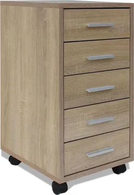 Immagine prodotto di vidaXL Cassettiera per ufficio su rotelle 5 cassetti rovere