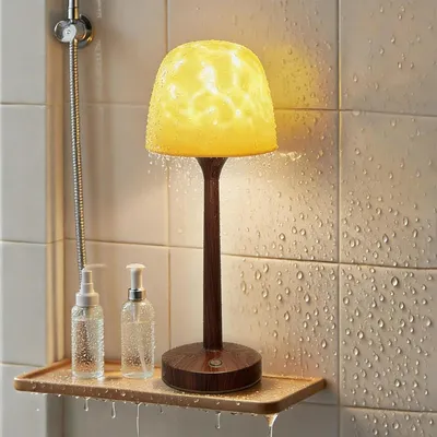 Productafbeelding van Douchelamp waterdicht - Draadloze lichtprojector voor de badkamer - Touchbediening en afstandsbediening - Kaki