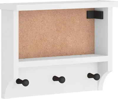 Produktbild von Wandgarderobe SANDNES Weiß 45x12x35 cm Massivholz Kiefer