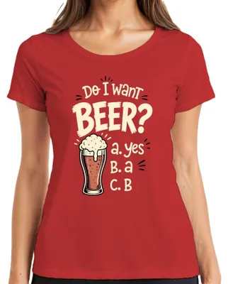 Immagine prodotto di Desidero una maglietta da donna, rossa, con la scritta "BEER", "B Bierglas", "Lustig Saufen Party", "". Taglia S