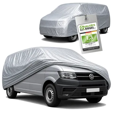 Produktbild von WALSER Abdeckplane Auto All Weather, Transporter Grage wasserdicht, 100% wetterfeste Bus Autoplane Sommer/Winter Größe 13 silber für VW T4/T5/T6, Ford Tourneo, Opel Vivaro, Mercedes Vito/Viano