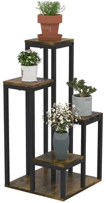 Productafbeelding van Bloemenstandaard met 4 etages, 40 cm x 40 cm x 81 cm, bruin
