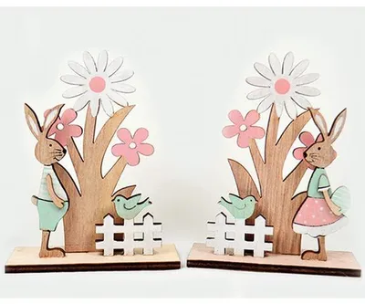Holz-Ornamente, zusammengesetzt, mehrfarbig, 4-teilig
