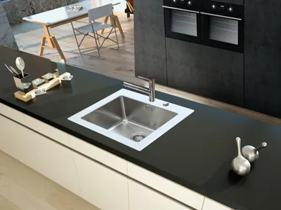 Produktbild von Küchenspüle Glas Einbauspüle Edelstahl Spüle 55 x 53 Weiß Respekta New York