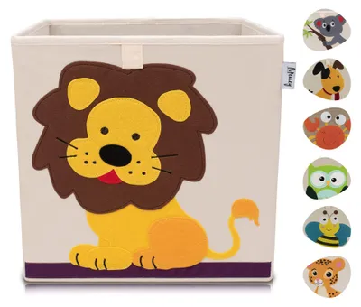 Produktbild von Lifeney Kinder Aufbewahrungsbox I praktische Aufbewahrungsbox für jedes Kinderzimmer I Kinder Spielkiste I Niedliche Spielzeugbox I Korb zur Aufbewahrung von Kinder Spielsachen (Löwe hell)