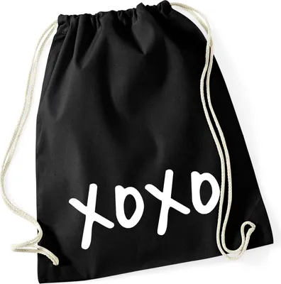 Produktbild von Huuraa Turnbeutel XOXO Kuss 12 Liter Black Baumwolle Rucksack Geschenkidee