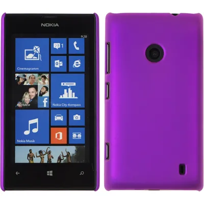 Produktbild von PhoneNatic Case kompatibel mit  Nokia Lumia 520 - Hülle lila gummiert Hard-case + 2 Schutzfolien