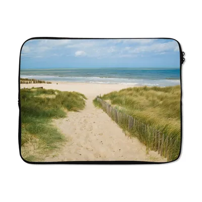Produktbild von MuchoWow® Laptop Hülle 17 Zoll Laptoptasche Strand - Meer - Düne - Belgien - Zipper - Schutzabdeckung