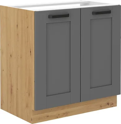 Image de Armoire inférieure à deux portes LAILI – largeur 80 cm, gris / chêne artisan