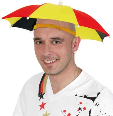 Produktbild von Deutschland Kopfschirm Regenschirm Sonnenschirm Schwarz Rot Gold Kostüm WM EM