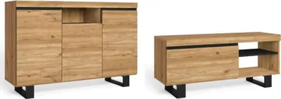 Image de NATURALE, Ensemble de meubles, salle à manger, meuble auxiliaire, buffet-meuble TV 120cm chêne noir
