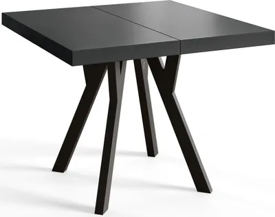 Produktbild von Quadratischer Esszimmertisch RICO, ausziehbarer Tisch, Größe: 90-190X90X77 cm, Wohnzimmertisch Farbe: Schwarz, mit Holzbeinen in Farbe Schwarz