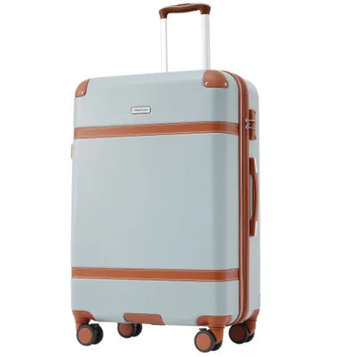 Productafbeelding van AIORBER Koffer, harde schaal, 24 inch, reiskoffer met trolley, druk- en slijtvast, ABS-materiaal, TSA-douane slot, 66x44x26,5 cm, lichtgroen
