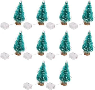Produktbild von 10 Stück Puppenhaus-Weihnachtsbaum, 1:12, blinkende Mini-Dekoration, Puppenhaus-Miniatur-Dekoration