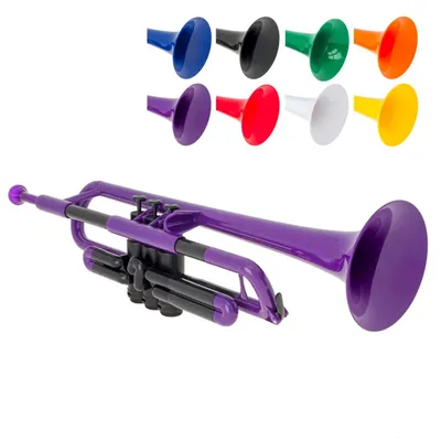 Plastik Trompete Bb, 2 Mundstücke, Tragetasche, Lila