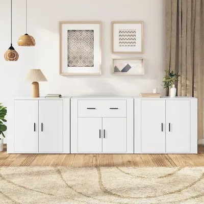 Produktbild von vidaXL Sideboards 3 Stk. Weiß Holzwerkstoff