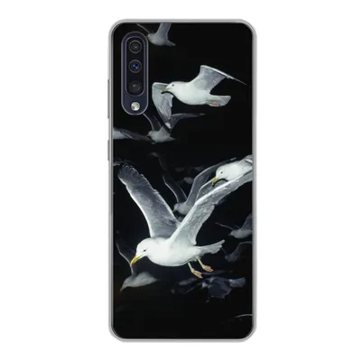 Produktbild von MuchoWow® Handyhülle Schutzhülle Hülle für Samsung Galaxy A30s Vogel - Schwarz - Schwarm Silikon Softcase Handy Hülle - Karteninhaber