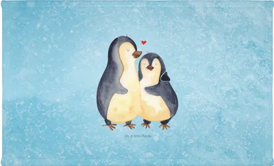 Produktbild von Mr. & Mrs. Panda Handtuch Pinguin umarmen - Eisblau - Geschenk, Liebe, Umarmung Verliebt, 50x100, Verknallt, Händehandtuch, Flauschtuch, Hochzeit, gesichtstuch, baumwolle