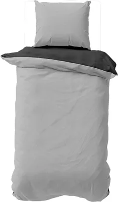 Produktbild von Bettwäsche Baumwolle Uni Wende 135x200 / 80x80 cm Set 2tlg. 4tlg. Grau: Grau / 2 tlg.