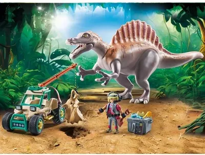 Image de geobra Brandstätter Stiftung & Co.K : une attaque de spinosaure sur un site de fouilles de dinosaures