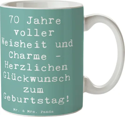 Produktbild von Mr. & Mrs. Panda Tasse Spruch 70. Geburtstag - Meeresbrise - Geschenk, mit, Geburtstagsgeschenk, Kaffeetasse, Teetasse, Happy Birthday, Sprüche zum, Jubiläum, Bedruckte