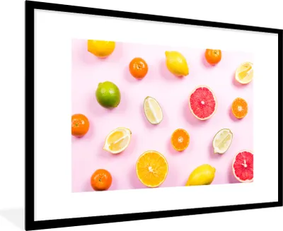 Produktbild von MuchoWow® Gerahmtes Poster Zitrone - Limette - Zitrusfrüchte 90x60 cm - Poster mit Schwarzem Bilderrahmen Wandposter Rahmen Foto Bilder - Wanddekoration - Fotos