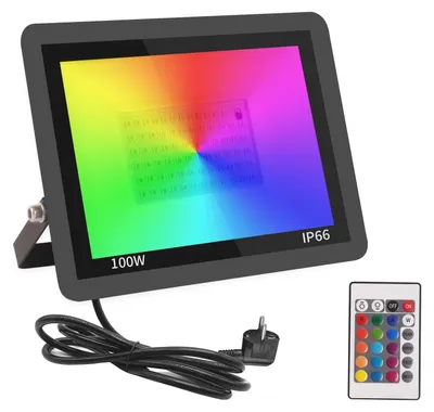 RGB LED-Strahler 100 W, dimmbar, Farbwechsel, IP66, Fernbedienung