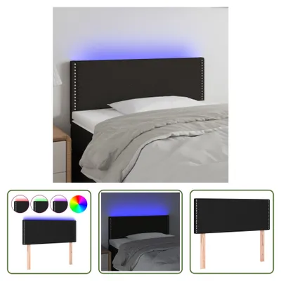 Produktbild von The Living Store LED Kopfteil Schwarz 100x5x78/88 cm Stoff