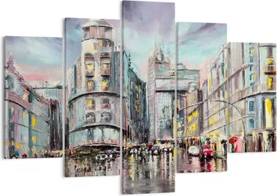 Produktbild von Bild auf Leinwand - Leinwandbild - Stadt Straße Haus - 150x100cm - Wand Bild - Wanddeko - Leinwanddruck - Bilder - Kunstdruck - Wanddekoration - Leinwand bilder - Wandkunst - EA150x100-3440
