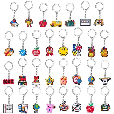 Produktbild von Solidchoice – 31 Mini-Cartoon-Schlüsselanhänger – Silikon-Dekoration für Rucksäcke und als Partygeschenke